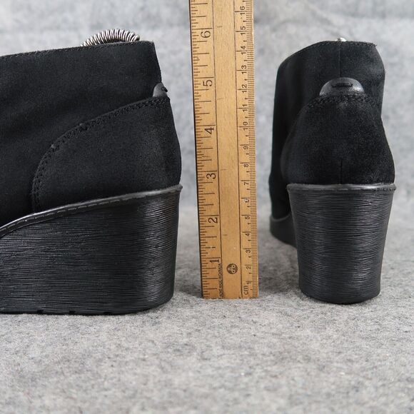 Clarks Shoes Women 7.5 Bootie Wedge Fashion Comfort Leather Classic Chukka Black - Picture 6 of 13